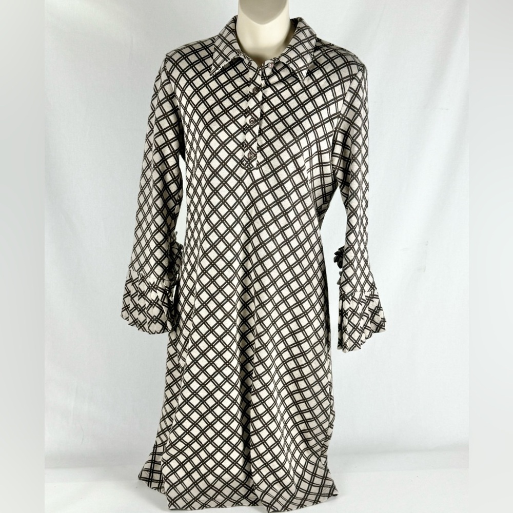 Vintage 70’s dress Fine Garments by Bell Accordion Bell Sleeve Collared Dress M